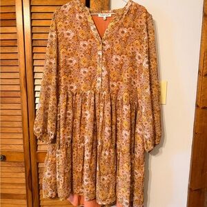 Indigo Soul Floral Button-Down Dress 2X